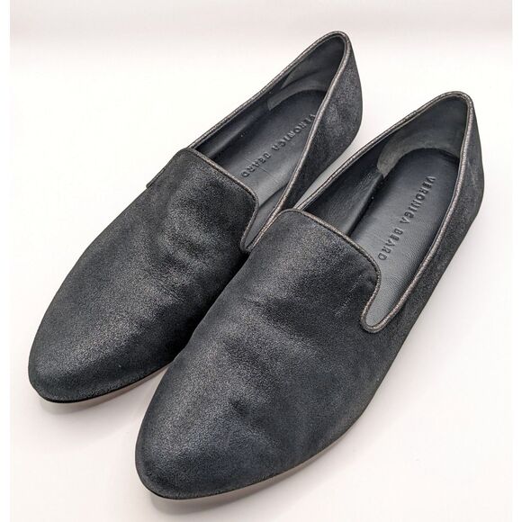 Veronica Beard Griffin 2 Black Metallic Slip-On Loafers Women’s Size 10 Leather - Picture 1 of 7